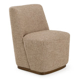 Galloway Modern Beige Fabric + Walnut Dining Chair w/Casters (Set of 2)