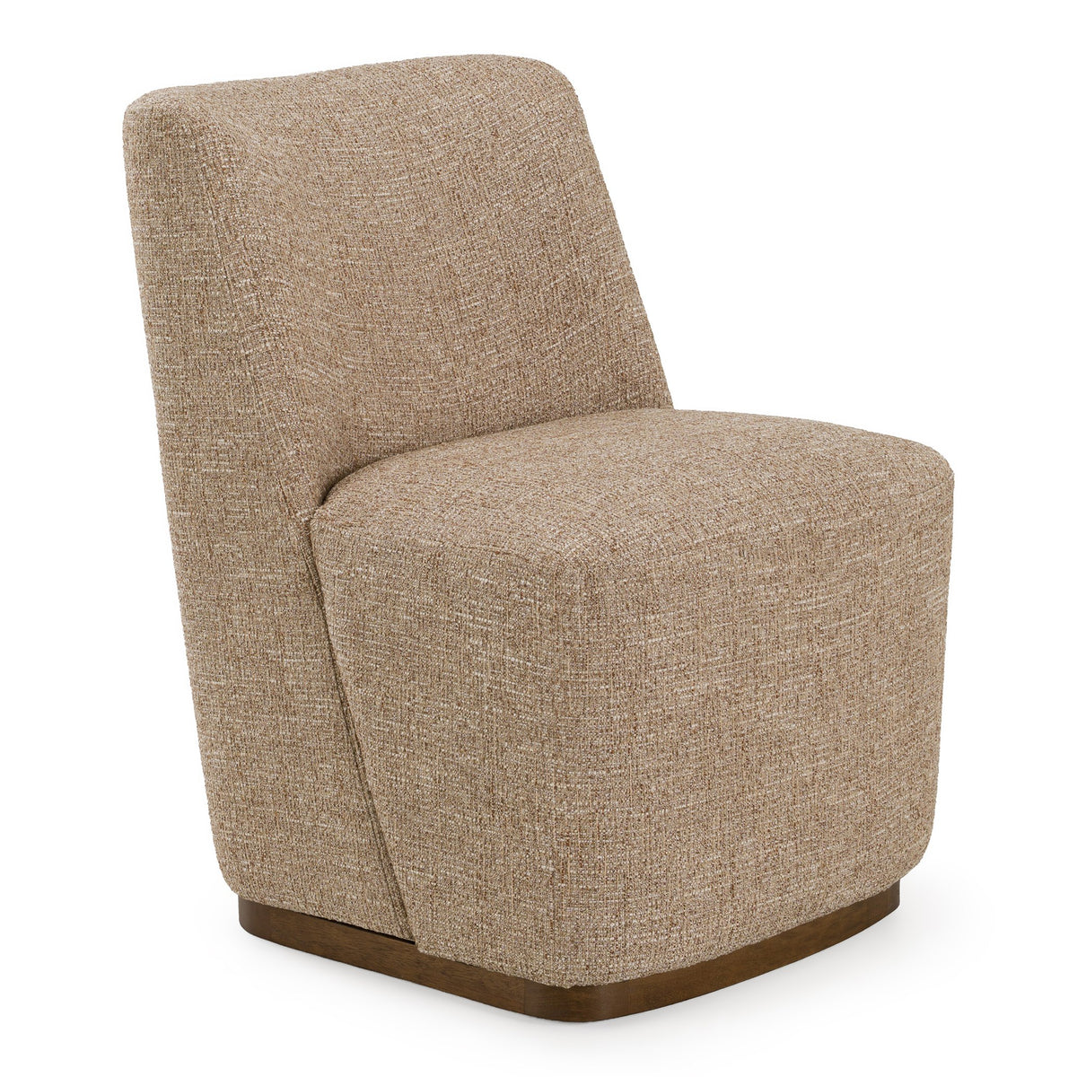Galloway Modern Beige Fabric + Walnut Dining Chair w/Casters (Set of 2)