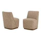 Galloway Modern Beige Fabric + Walnut Dining Chair w/Casters (Set of 2)