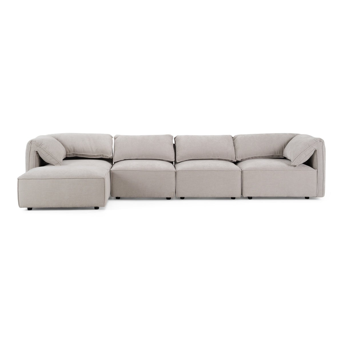 Gene Modern Light Grey Fabric Modular Sectional Sofa-5-Piece Sectional