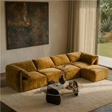 Gene Modern Ochre Fabric Modular Sectional Sofa