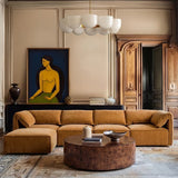 Gene Modern Ochre Fabric Modular Sectional Sofa