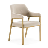 George Modern Beige Fabric + Antique Brass Dining Chair