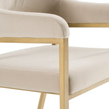 George Modern Beige Fabric + Antique Brass Dining Chair