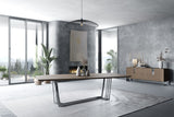 Gilroy Modern Walnut & Stainless Steel Dining Table