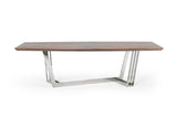 Gilroy Modern Walnut & Stainless Steel Dining Table