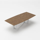 Gilroy Modern Walnut & Stainless Steel Dining Table