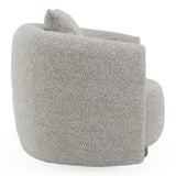 Glimpse Modern White & Brown Fabric + Antique Brass Swivel Accent Chair