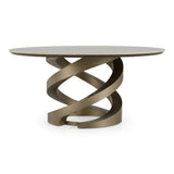 Goswell Modern Ceramic + Bronze Brass Round Dining Table