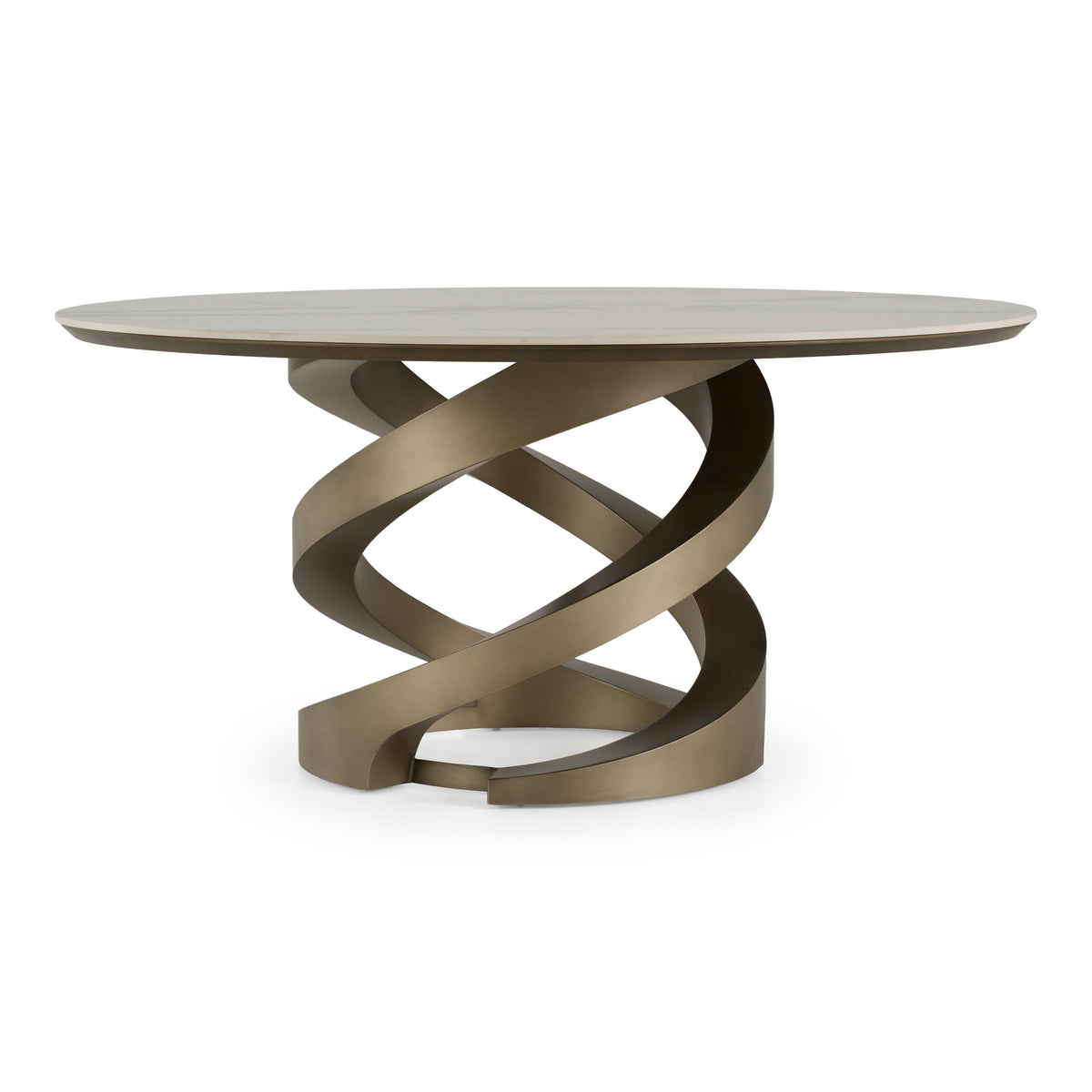 Goswell Modern Ceramic + Bronze Brass Round Dining Table