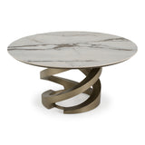 Goswell Modern Ceramic + Bronze Brass Round Dining Table