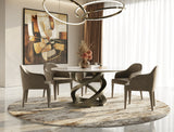 Goswell Modern Ceramic + Bronze Brass Round Dining Table