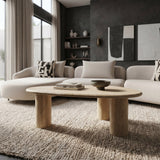 Gracemont Modern Travertine Marble Freeform Coffee Table
