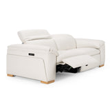 Gregory Modern Off-White Leather Sofa with 2 Recliners