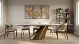 Gresham Contemporary White Ceramic + Brushed Brass Dining Table