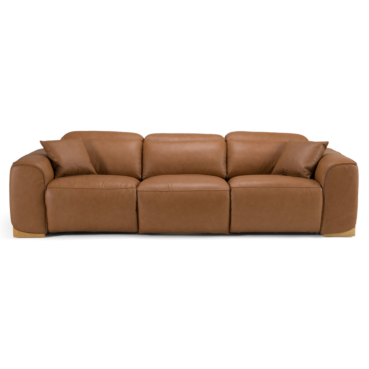 Hagerty Modern Brown Leather Sofa with 2 Power Recliners