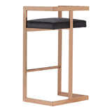 Halifax Modern Black Velvet & Rosegold Bar Stool