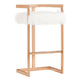 Halifax Modern White Faux Fur & Rosegold Bar Stool