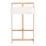 Halifax Modern White Faux Fur & Rosegold Bar Stool