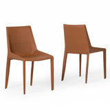 Halo Modern Cognac Saddle Leather Dining Chair (Set of 2)