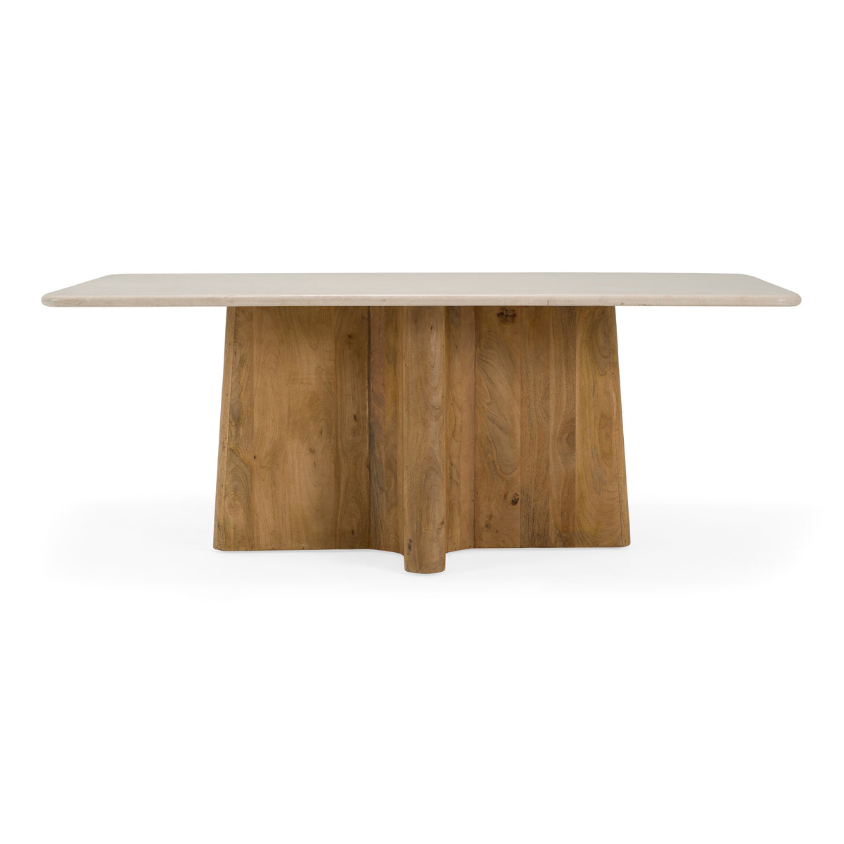 Harley Modern Cream Marble + Mango Wood Rectangular Dining Table