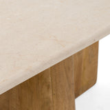Harley Modern Cream Marble + Mango Wood Rectangular Dining Table
