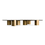 Harold Modern Black + Brushed Gold Oak Square Nesting Coffee Table Set