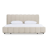 Eastern King Harris Modern Off-White Fabric Bed