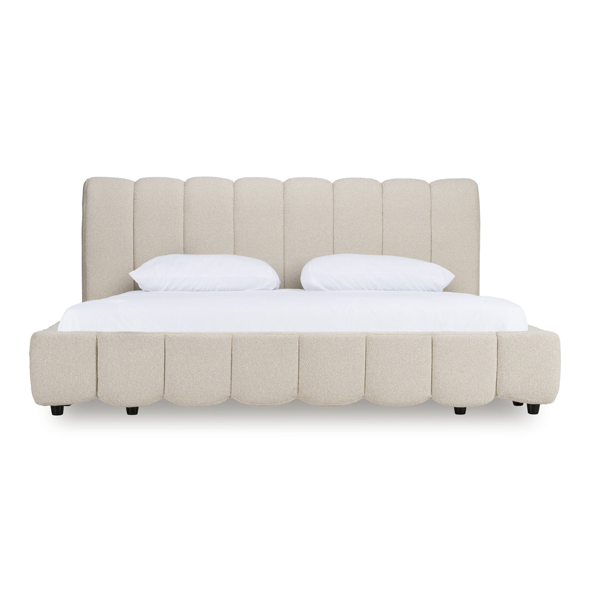 Queen Harris Modern Off-White Fabric Bed