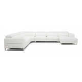 Hawkey Contemporary White Full Leather U Shaped Sectional Sofa