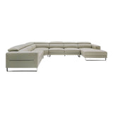 Hawkey Contemporary Light Grey Leather RAF Chaise Sectional Sofa