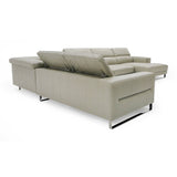 Hawkey Contemporary Light Grey Leather RAF Chaise Sectional Sofa