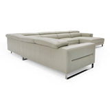 Hawkey Contemporary Light Grey Leather RAF Chaise Sectional Sofa