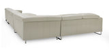 Hawkey Contemporary Light Grey Leather RAF Chaise Sectional Sofa