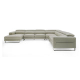 Hawkey Contemporary Light Grey Leather LAF Chaise Sectional Sofa