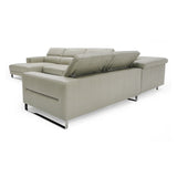 Hawkey Contemporary Light Grey Leather LAF Chaise Sectional Sofa
