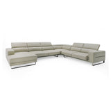Hawkey Contemporary Light Grey Leather LAF Chaise Sectional Sofa