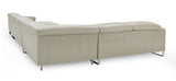 Hawkey Contemporary Light Grey Leather LAF Chaise Sectional Sofa