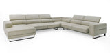 Hawkey Contemporary Light Grey Leather LAF Chaise Sectional Sofa