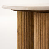 Hayden Modern Marble + Wood Round End Table
