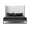 Heloise Eastern King Contemporary White Leather & Grey Elm Trim Bed