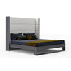 Heloise Contemporary White Leather & Grey Elm Trim Bed
