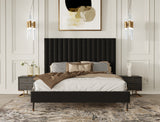 Hemlock Howard- Modern Dark Grey Velvet and Shagreen Grey Q Bedroom Set