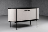 Hobart Modern Beige Fabric & Black Metal Buffet