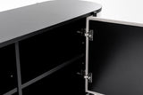 Hobart Modern Beige Fabric & Black Metal Buffet