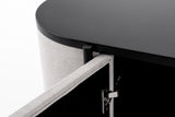 Hobart Modern Beige Fabric & Black Metal Buffet