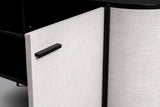 Hobart Modern Beige Fabric & Black Metal Buffet