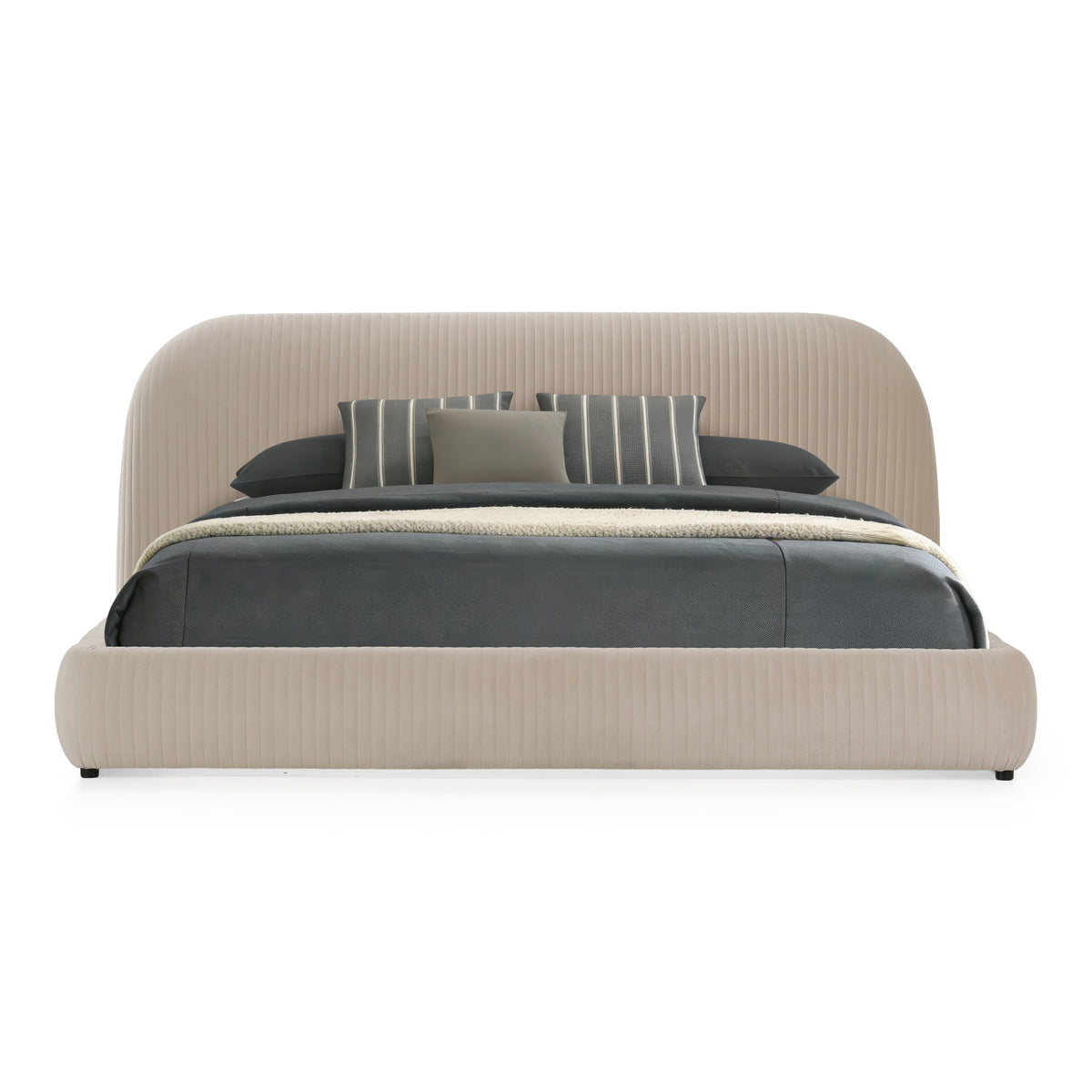 Hortman Modern Beige Velvet Bed