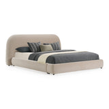 Hortman + Chelton Modern Beige Velvet + Walnut 4-Piece Bedroom Set