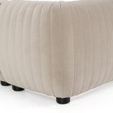 Hortman + Chelton Modern Beige Velvet + Walnut 4-Piece Bedroom Set